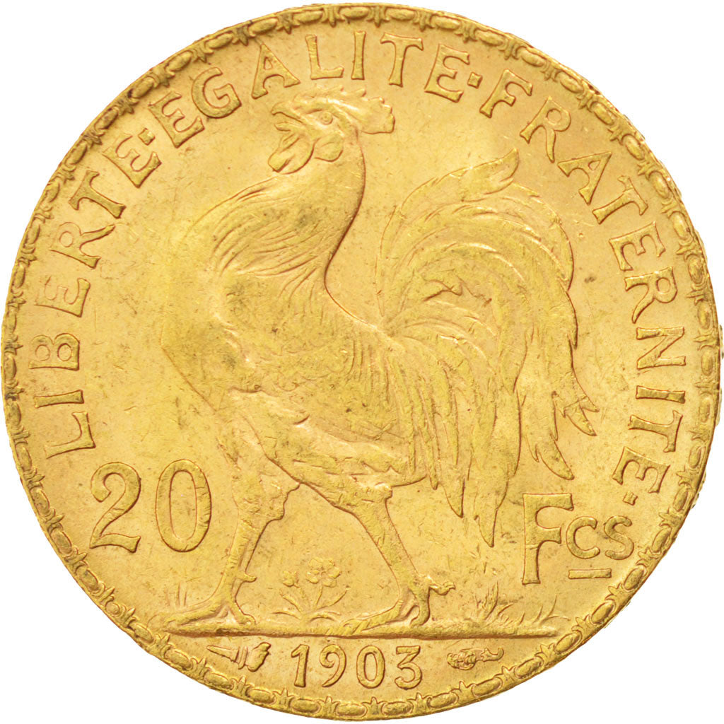FRANCE, Marianne, 20 Francs, 1903, Paris, KM #847, AU(55-58), Gold, Gadoury...
