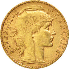 FRANCE, Marianne, 20 Francs, 1899, Paris, KM #847, AU(50-53), Gold, Gadoury...