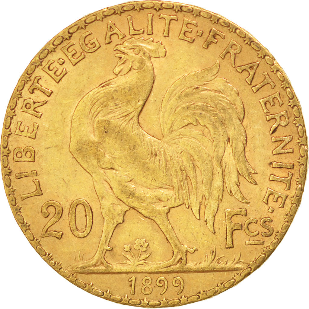 FRANCE, Marianne, 20 Francs, 1899, Paris, KM #847, AU(50-53), Gold, Gadoury...