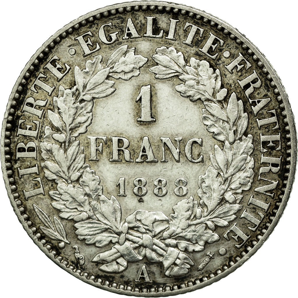 Coin, France, Cérès, Franc, 1888, Paris, AU(50-53), Silver, KM:822.1