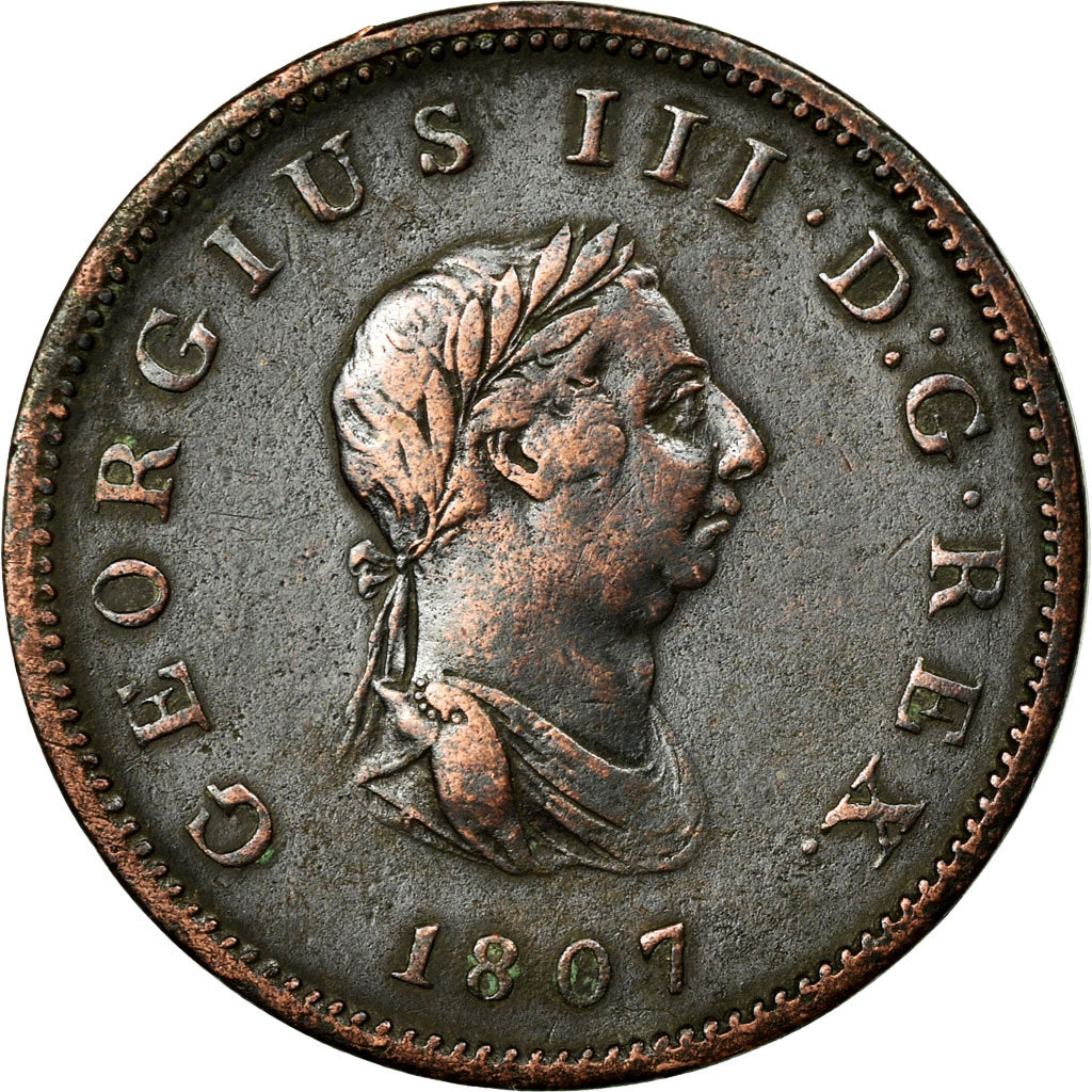 Coin, Great Britain, George III, 1/2 Penny, 1807, EF(40-45), Copper, KM:662