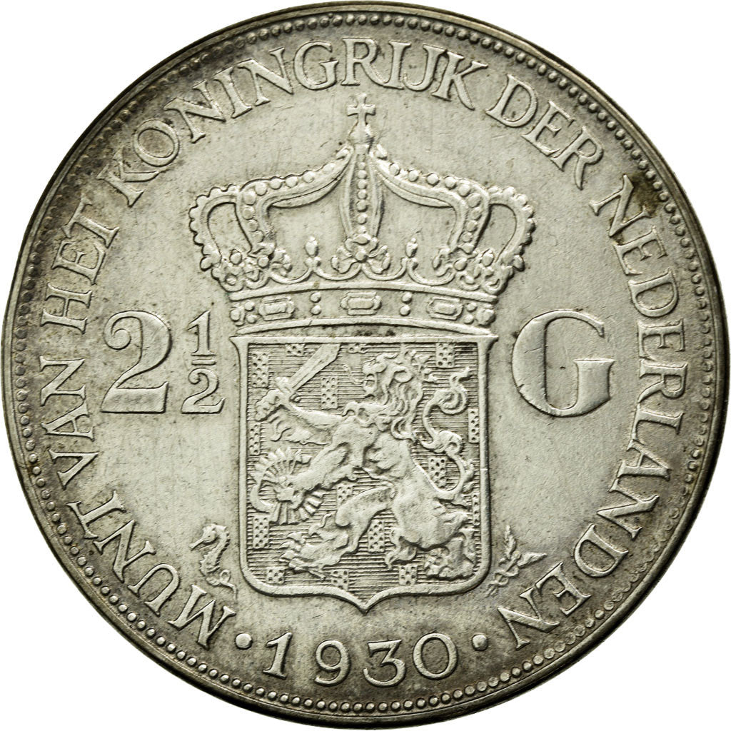 Munten, Nederland, Wilhelmina I, 2-1/2 Gulden, 1930, ZF, Zilver, KM:165