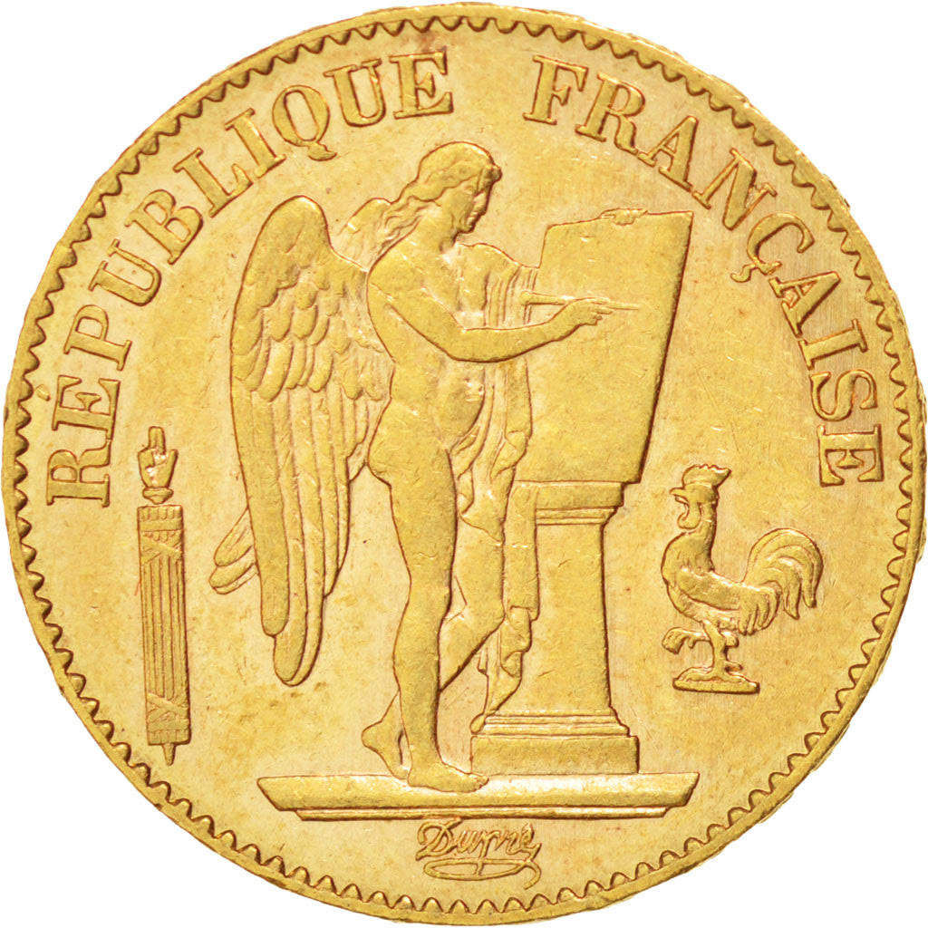 FRANCE, Génie, 20 Francs, 1896, Paris, KM #825, AU(55-58), Gold, Gadoury #1063, 