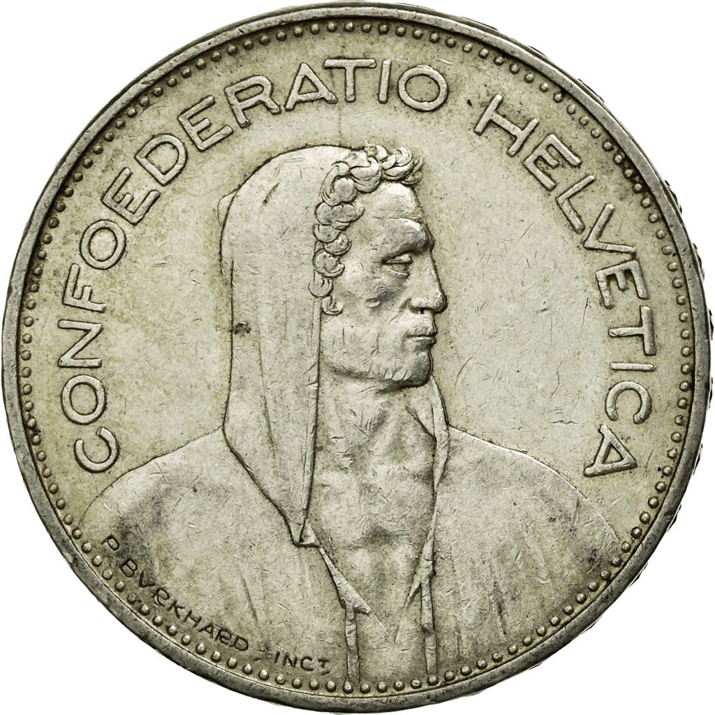Coin, Switzerland, 5 Francs, 1937, Bern, EF(40-45), Silver, KM:40