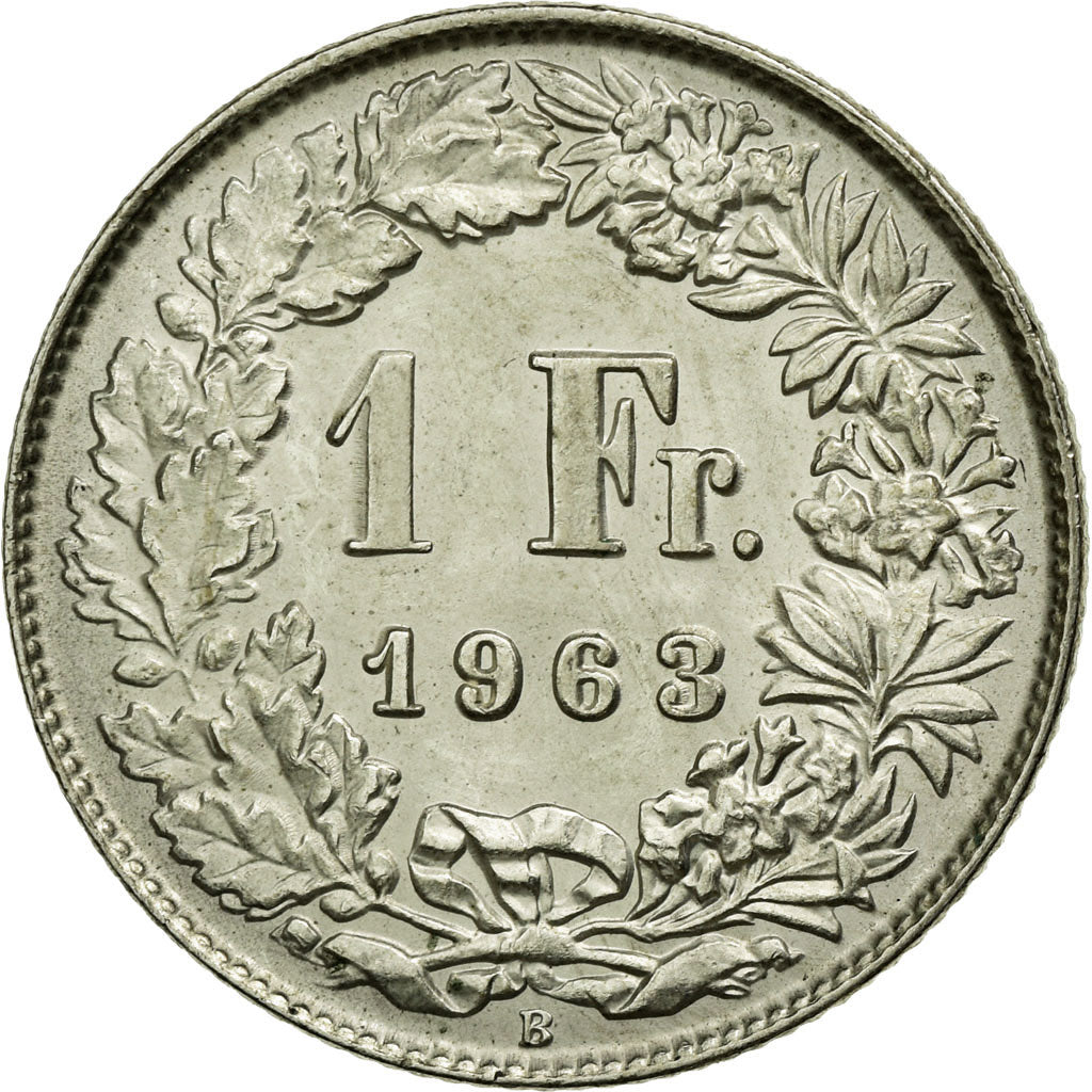 Coin, Switzerland, Franc, 1963, Bern, AU(55-58), Silver, KM:24