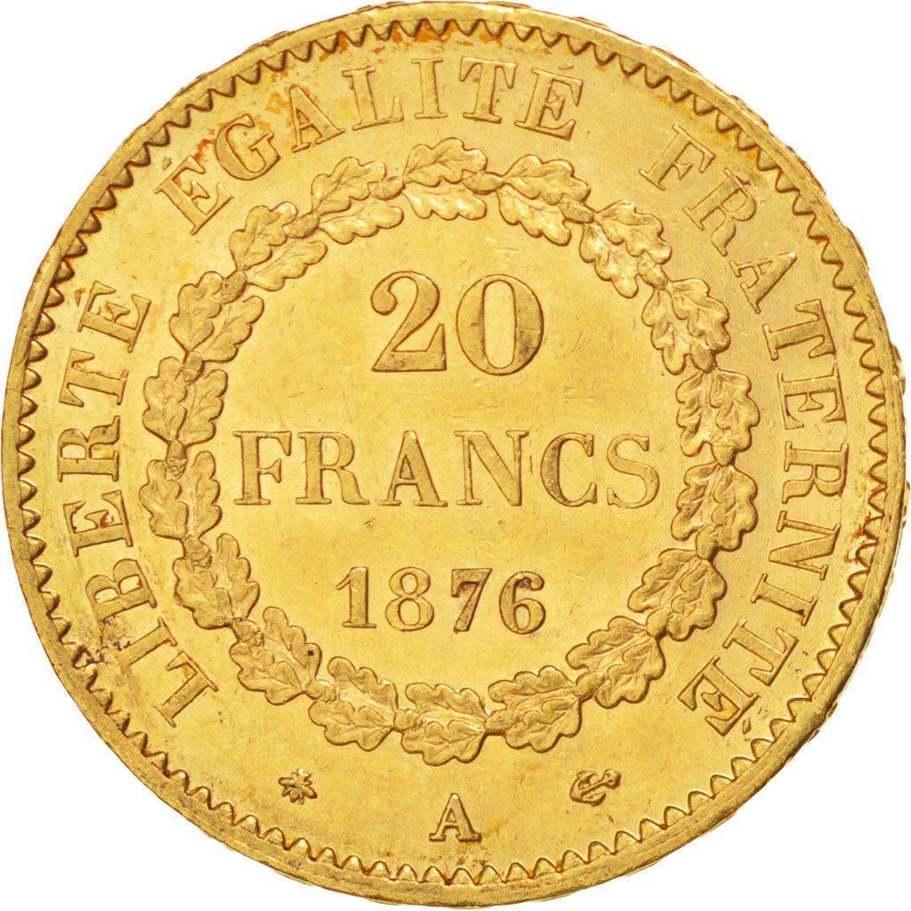 France, IIIème République, 20 Francs or Génie 1876 A (Paris), KM 825