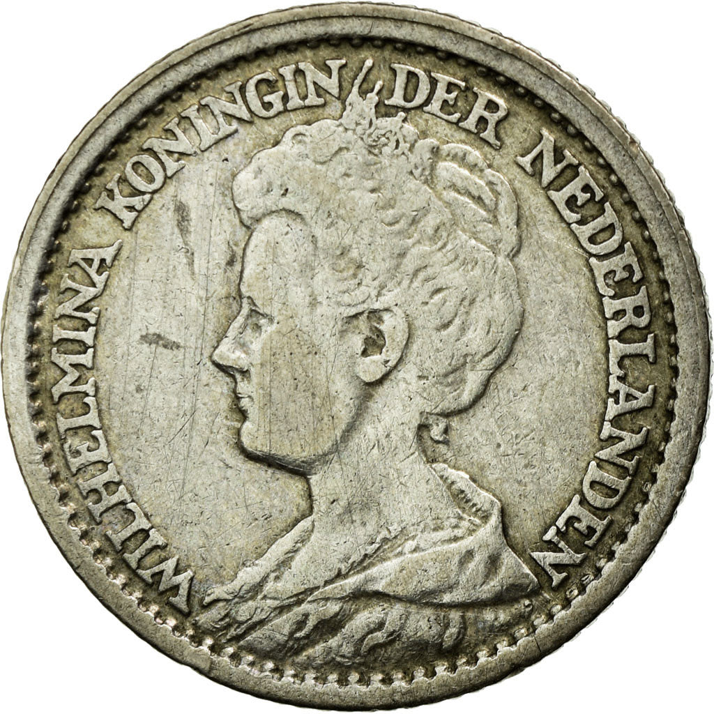 Coin, Netherlands, Wilhelmina I, 25 Cents, 1914, VF(30-35), Silver, KM:146