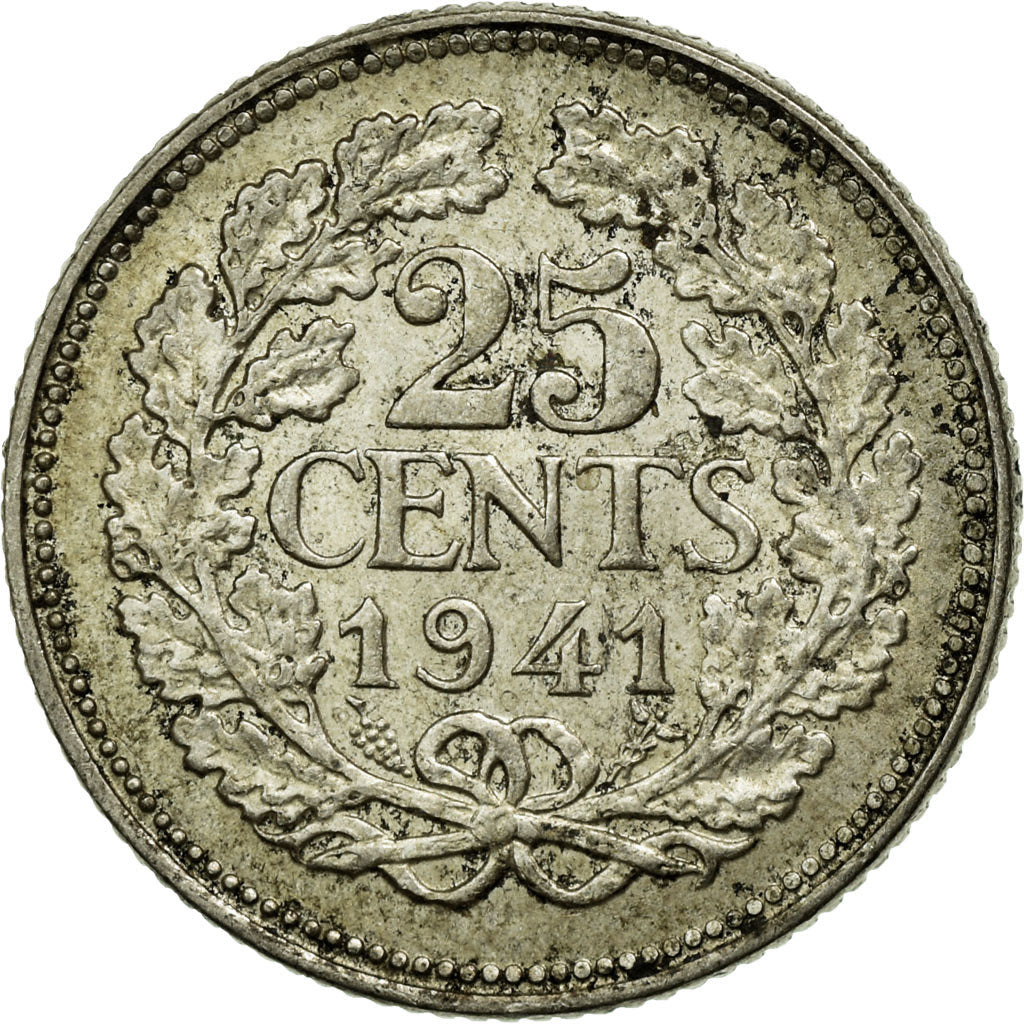 Monnaie, Pays-Bas, Wilhelmina I, 25 Cents, 1941, TTB+, Argent, KM:164
