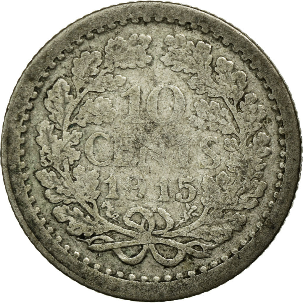 Coin, Netherlands, Wilhelmina I, 10 Cents, 1915, VF(20-25), Silver, KM:145