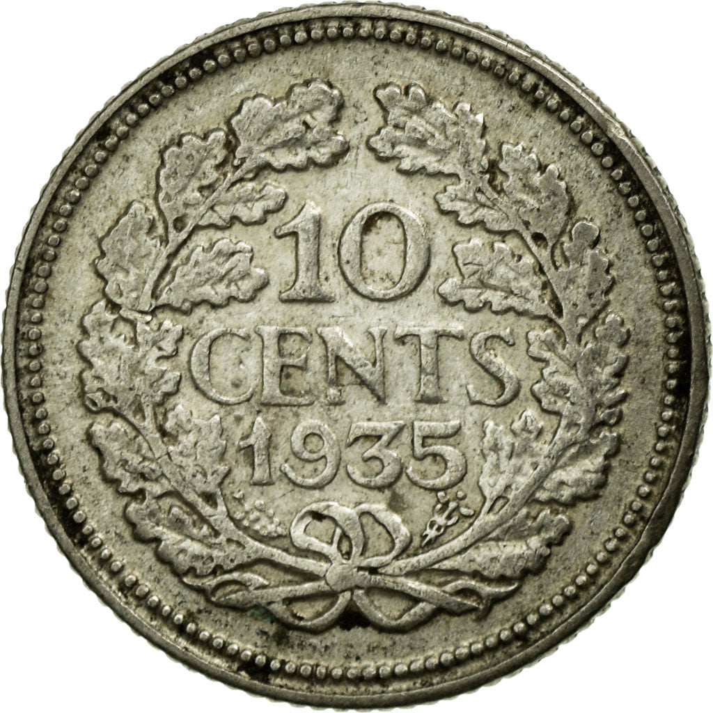 Coin, Netherlands, Wilhelmina I, 10 Cents, 1935, EF(40-45), Silver, KM:163