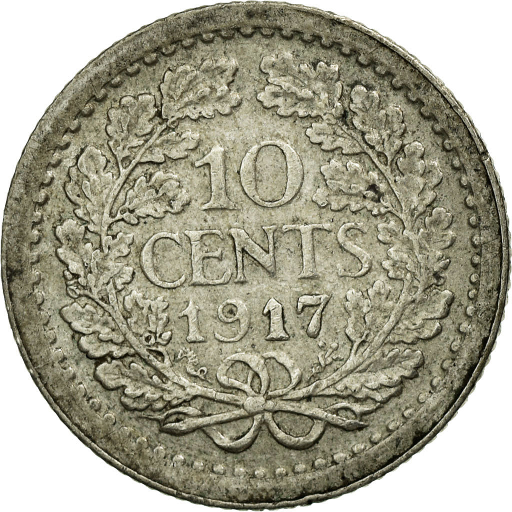 Coin, Netherlands, Wilhelmina I, 10 Cents, 1917, EF(40-45), Silver, KM:145
