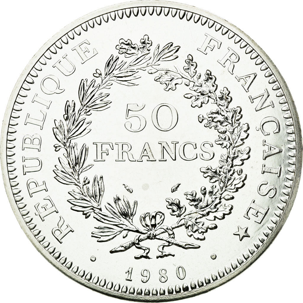 Coin, France, Hercule, 50 Francs, 1980, Paris, MS(65-70), Silver, KM:941.1