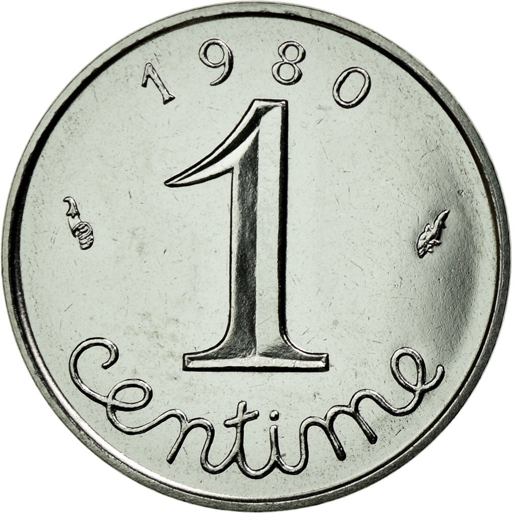Moeda, França, Épi, Centime, 1980, Paris, MS(65-70), Aço Inoxidável, KM:928