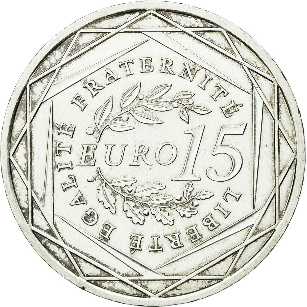 France, 15 Euro, 2008, AU(55-58), Silver, Gadoury:EU288, KM:1535