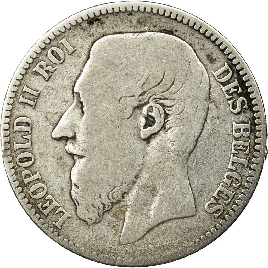 Coin, Belgium, Leopold II, 2 Francs, 2 Frank, 1866, F(12-15), Silver, KM:30.1