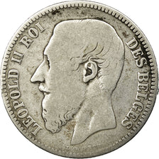 Coin, Belgium, Leopold II, 2 Francs, 2 Frank, 1866, F(12-15), Silver, KM:30.1