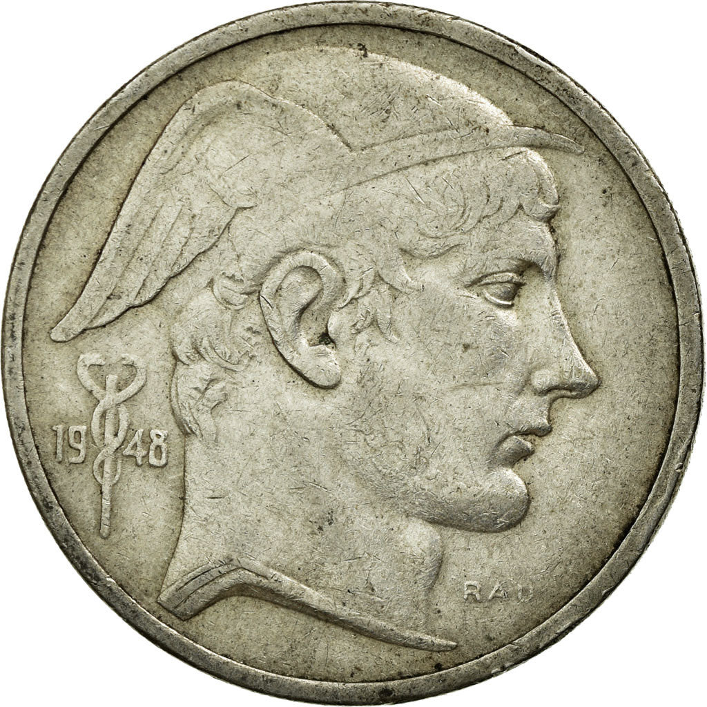 Coin, Belgium, 50 Francs, 50 Frank, 1948, EF(40-45), Silver, KM:137