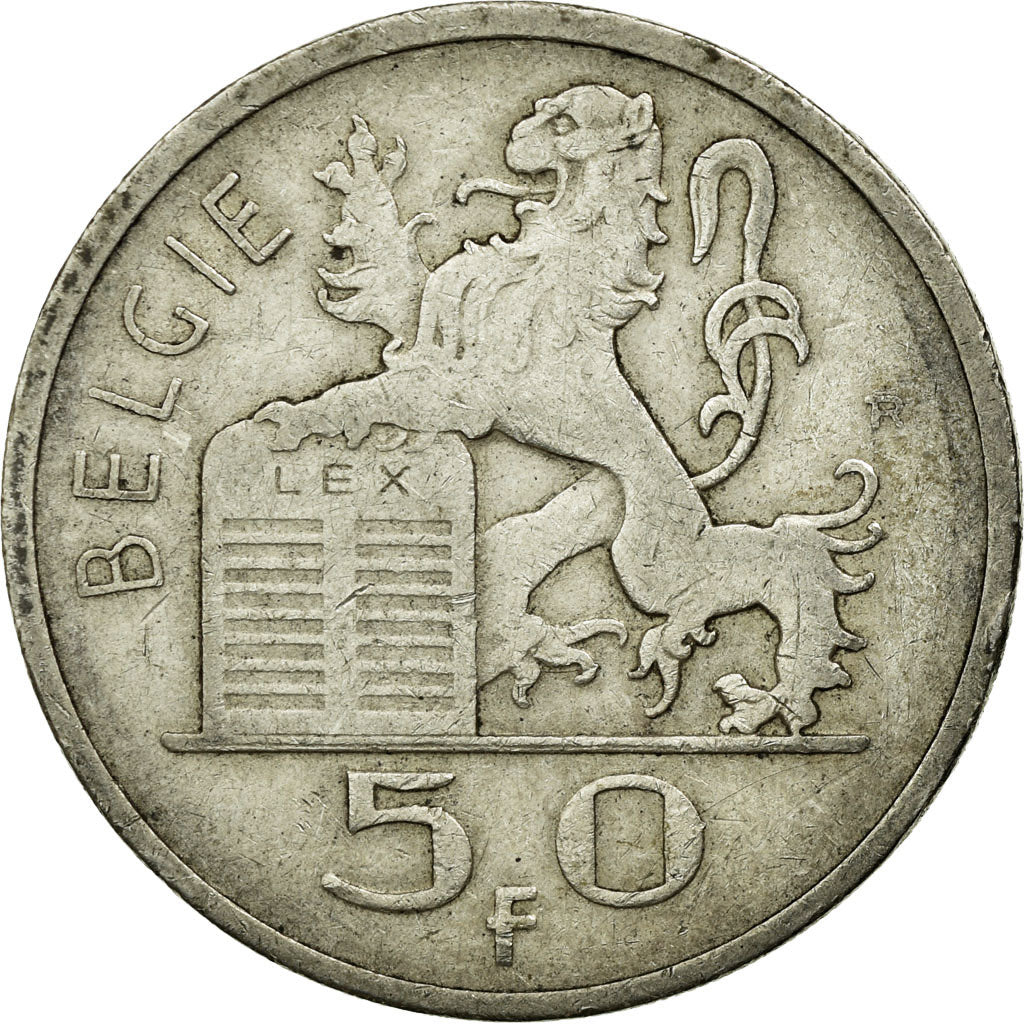 Coin, Belgium, 50 Francs, 50 Frank, 1948, EF(40-45), Silver, KM:137