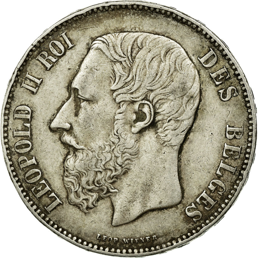 Coin, Belgium, Leopold II, 5 Francs, 5 Frank, 1876, EF(40-45), Silver, KM:24