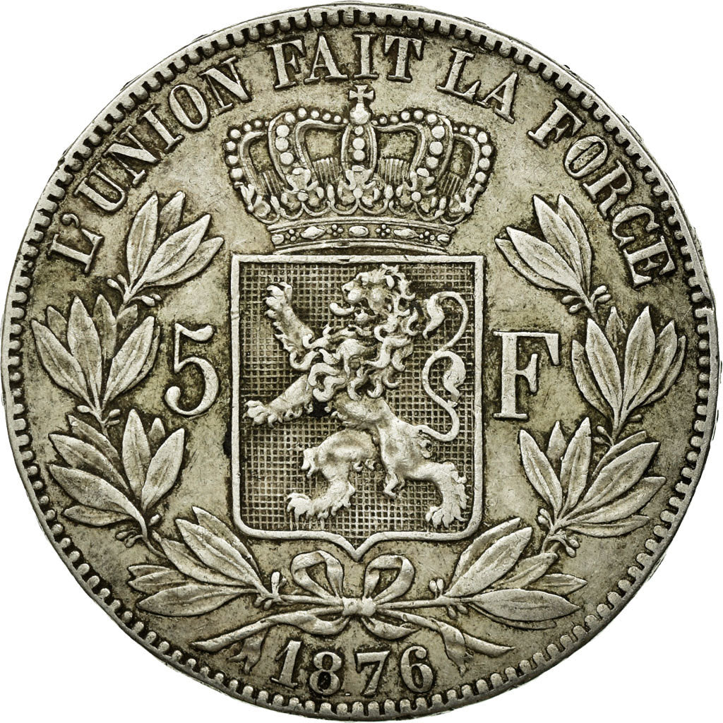 Coin, Belgium, Leopold II, 5 Francs, 5 Frank, 1876, EF(40-45), Silver, KM:24