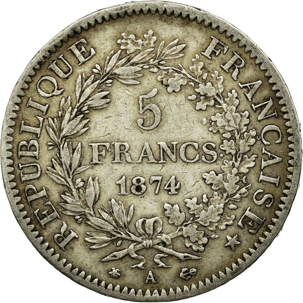 Monnaie, France, Hercule, 5 Francs, 1874, Paris, TTB, Argent, Gadoury:745a