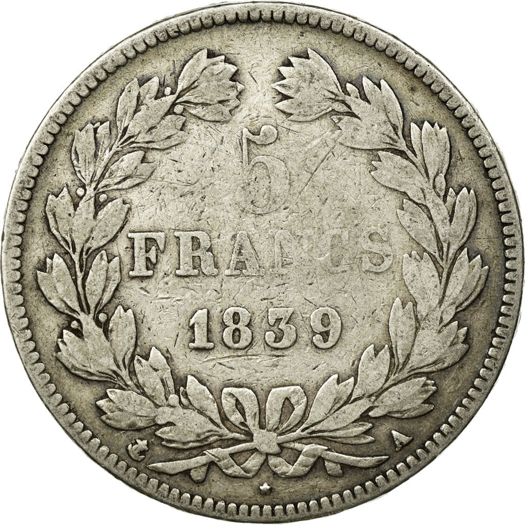 Coin, France, Louis-Philippe, 5 Francs, 1839, Paris, VF(20-25), Silver
