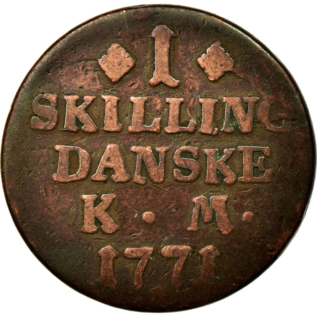 Coin, Denmark, Christian VII, Skilling, 1771, VF(30-35), Copper, KM:616.3