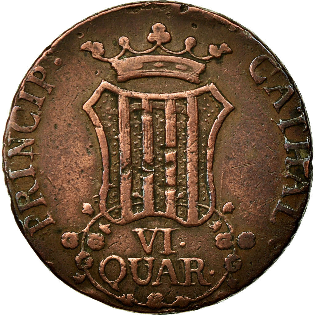 Coin, Spain, CATALONIA, Ferdinand VII, 6 Quartos, 1812, VF(30-35), Copper