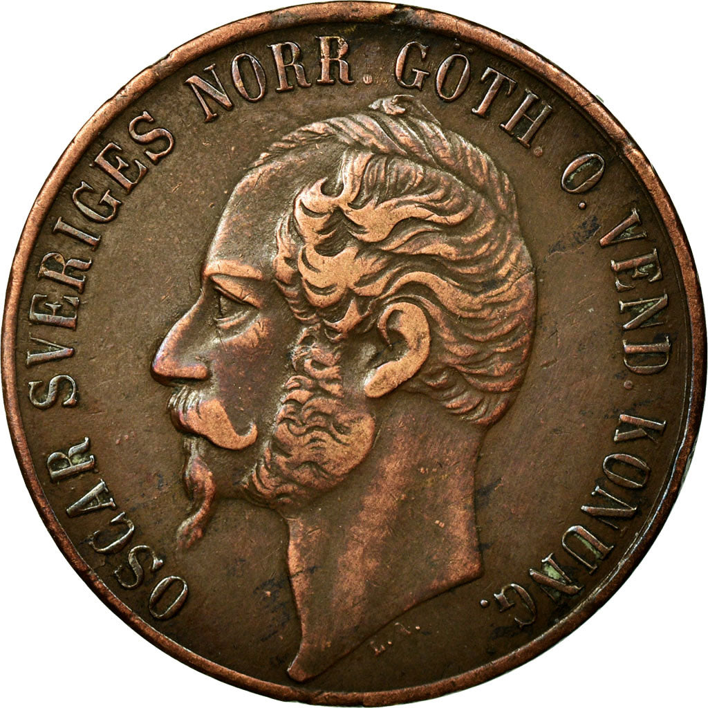 Monnaie, Suède, Oscar I, 5 Öre, 1858, TTB, Bronze, KM:690
