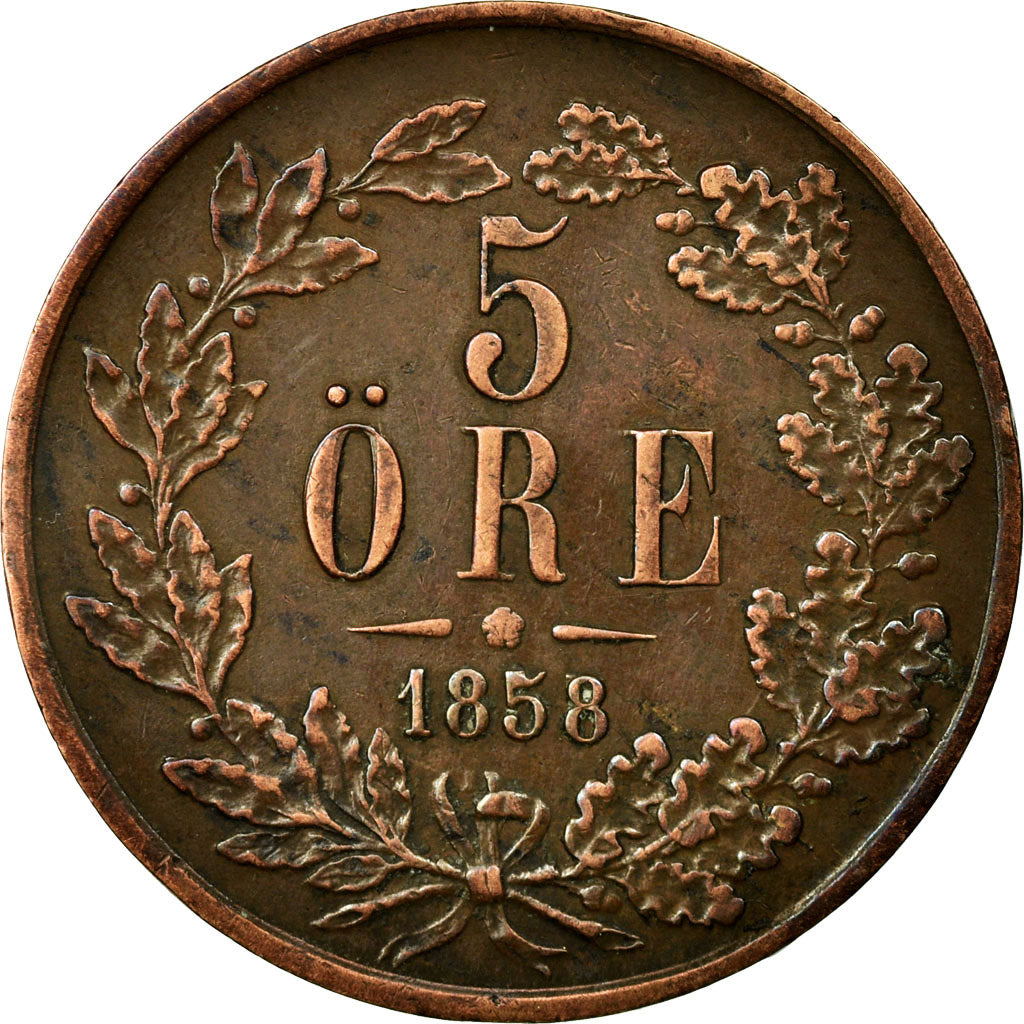 Monnaie, Suède, Oscar I, 5 Öre, 1858, TTB, Bronze, KM:690
