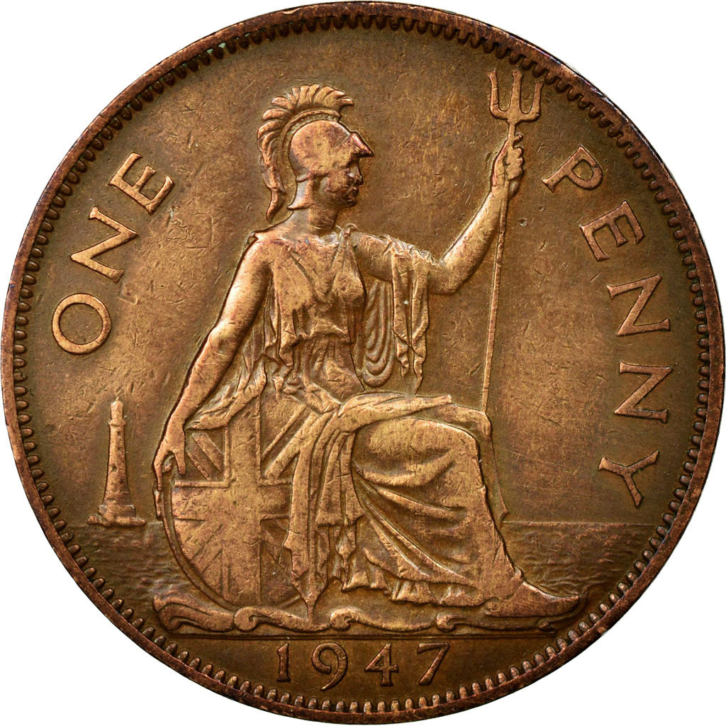 Coin, Great Britain, George VI, Penny, 1947, EF(40-45), Bronze, KM:845
