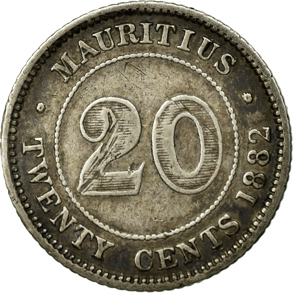 Coin, Mauritius, 20 Cents, 1882, EF(40-45), Silver, KM:11.1