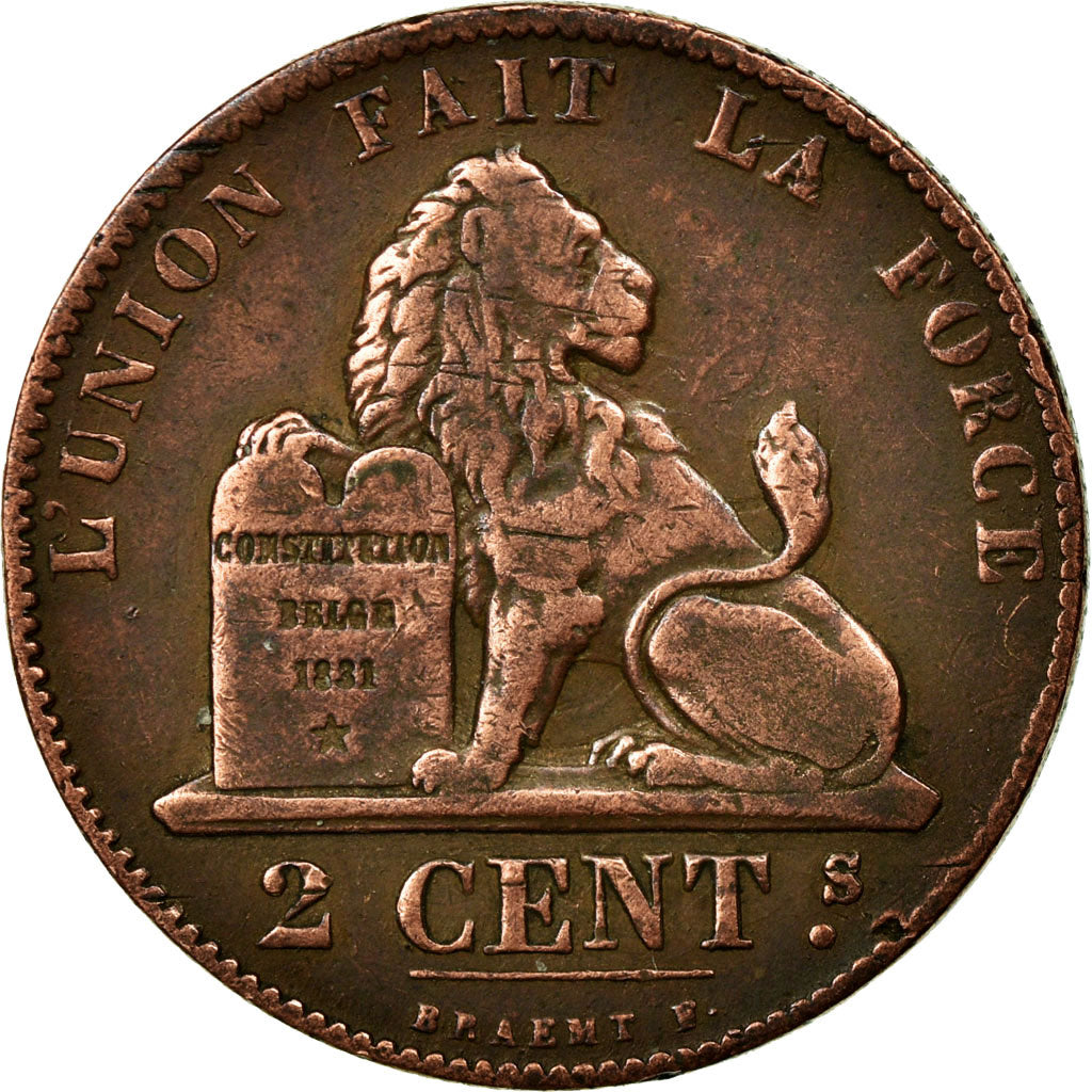 Coin, Belgium, Leopold I, 2 Centimes, 1864, EF(40-45), Copper, KM:4.2