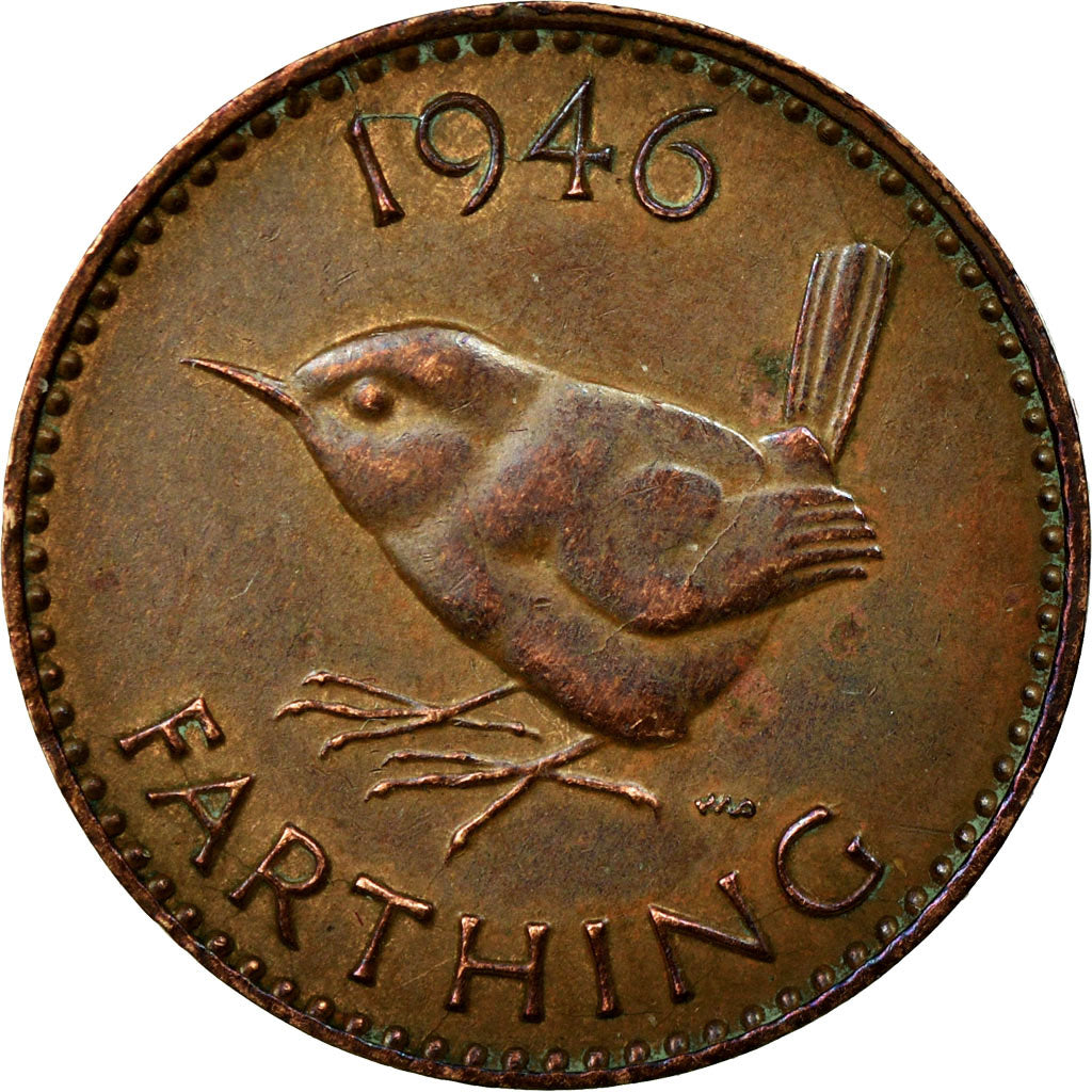Coin, Great Britain, George VI, Farthing, 1946, AU(50-53), Bronze, KM:843