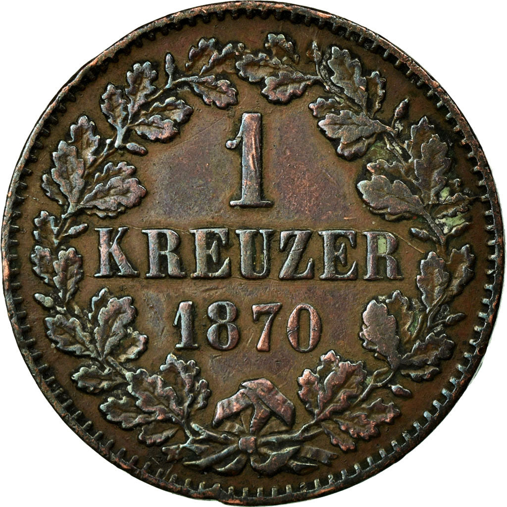 Coin, German States, BADEN, Friedrich I, Kreuzer, 1870, EF(40-45), Copper