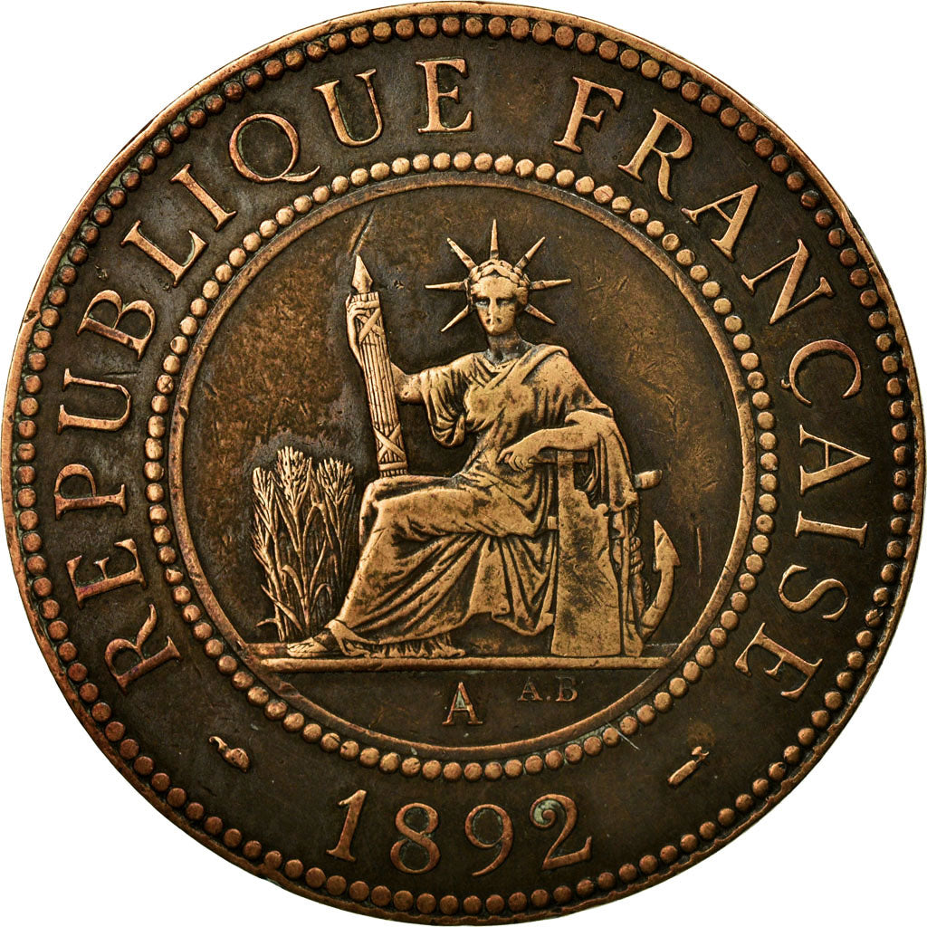 Coin, FRENCH INDO-CHINA, Cent, 1892, Paris, EF(40-45), Bronze, KM:1, Lecompte:43