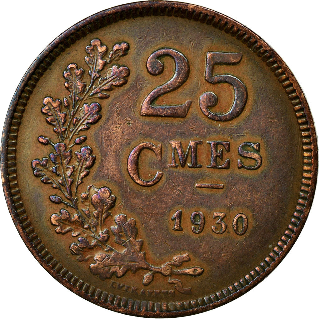 Coin, Luxembourg, Charlotte, 25 Centimes, 1930, AU(50-53), Bronze, KM:42