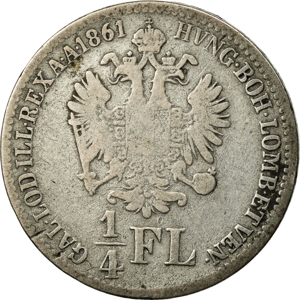 Monnaie, Autriche, Franz Joseph I, 1/4 Florin, 1861, Kremnitz, TB, Argent