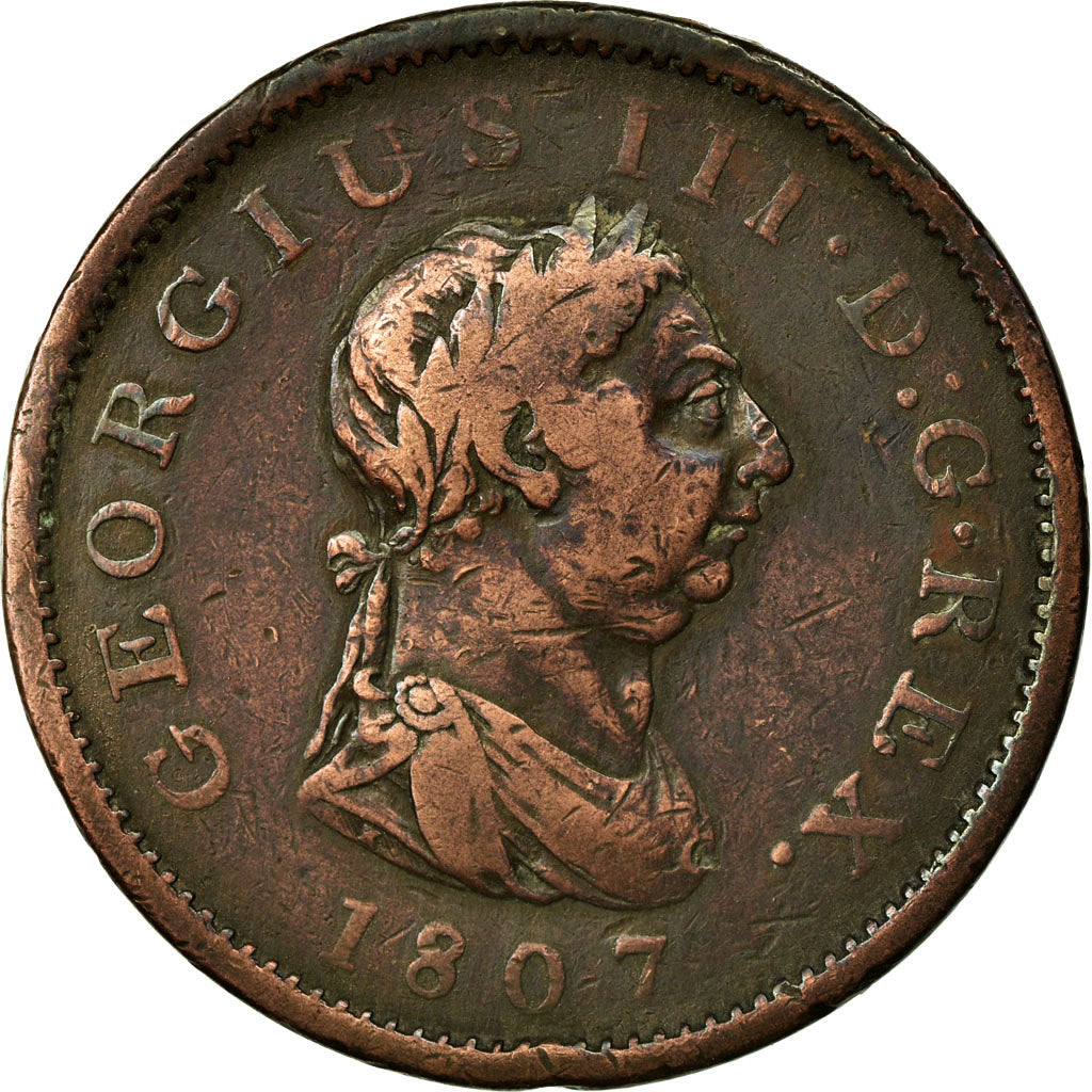 Coin, Great Britain, George III, Penny, 1807, VF(30-35), Copper, KM:663