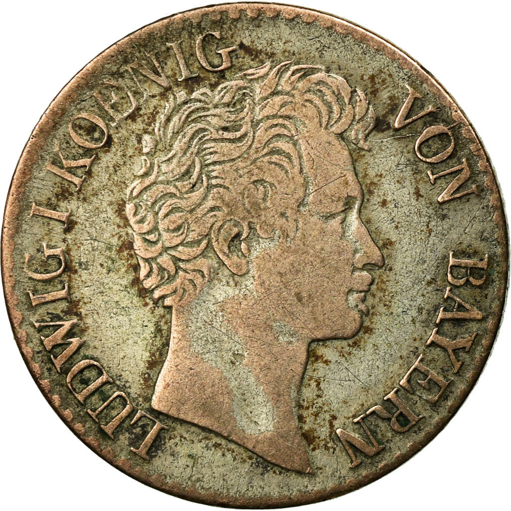 Monnaie, Etats allemands, BAVARIA, Ludwig I, 6 Kreuzer, 1831, TB, Argent, KM:748