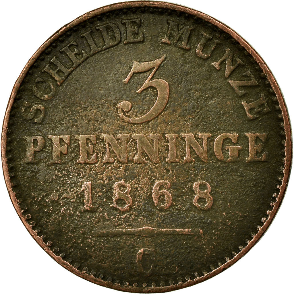 Münze, Deutsch Staaten, PRUSSIA, Wilhelm I, 3 Pfennig, 1868, Cleves, S+