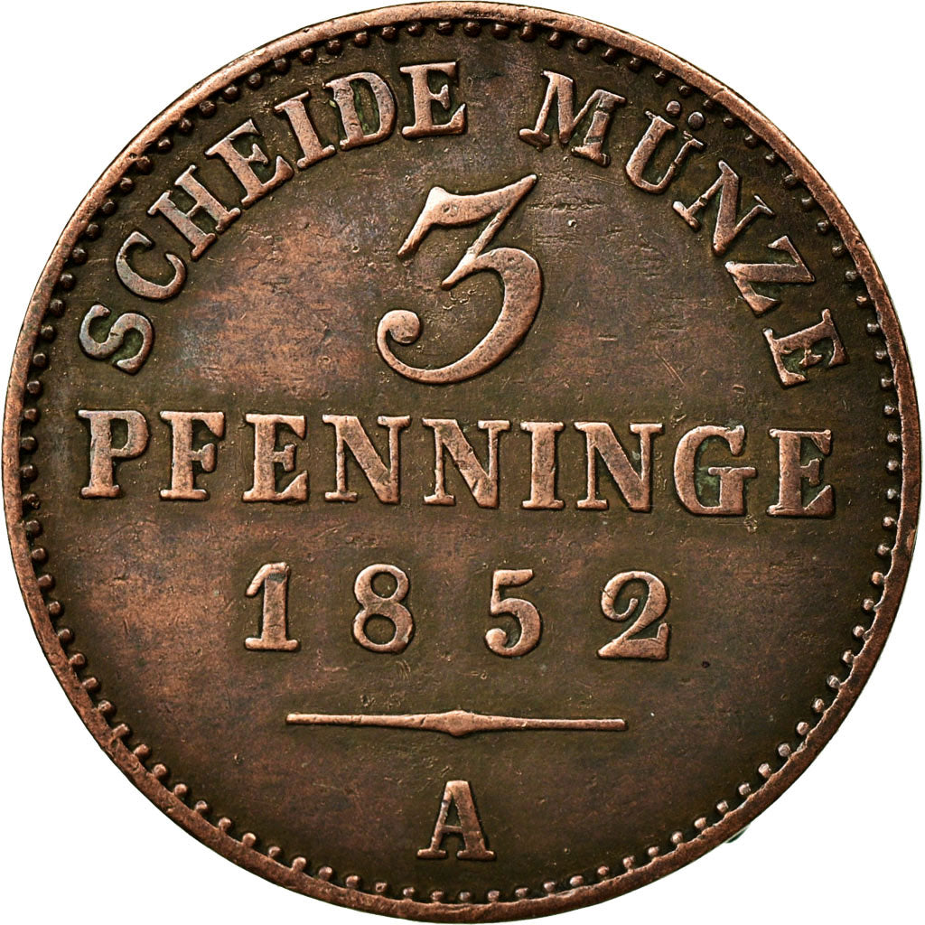 Coin, German States, PRUSSIA, Friedrich Wilhelm IV, 3 Pfennig, 1852, Berlin