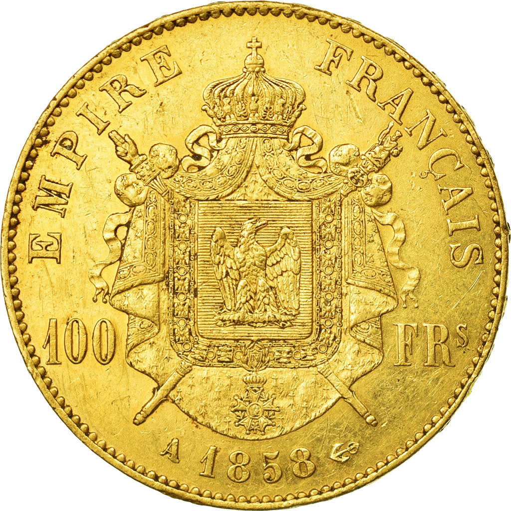 Monnaie, France, Napoleon III,100 Francs, 1858, Paris, TTB, Or,KM 786.1