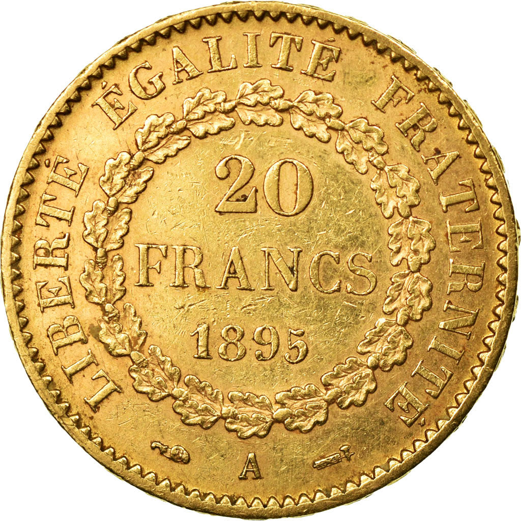 Moneda, Francia, Génie, 20 Francs, 1895, Paris, MBC+, Oro, KM:825, Gadoury:1063