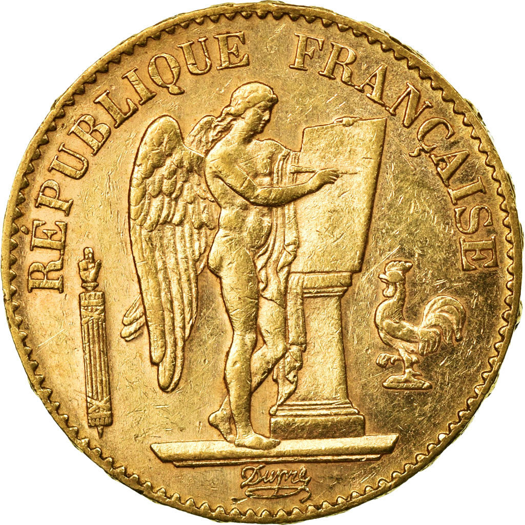 Moeda, França, Génie, 20 Francs, 1887, Paris, AU(50-53), Dourado, KM:825