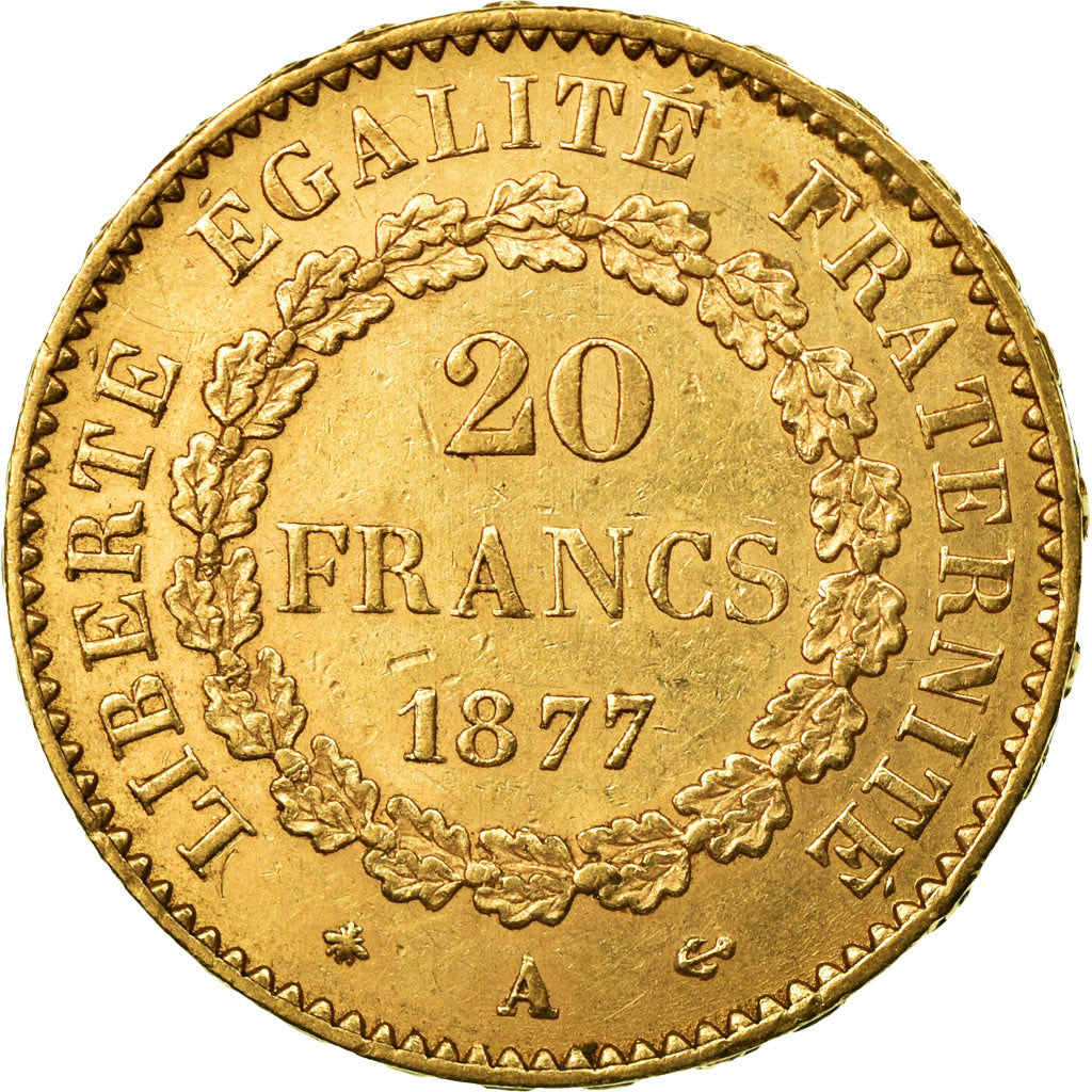 Coin, France, Génie, 20 Francs, 1877, Paris, AU(50-53), Gold, KM:825