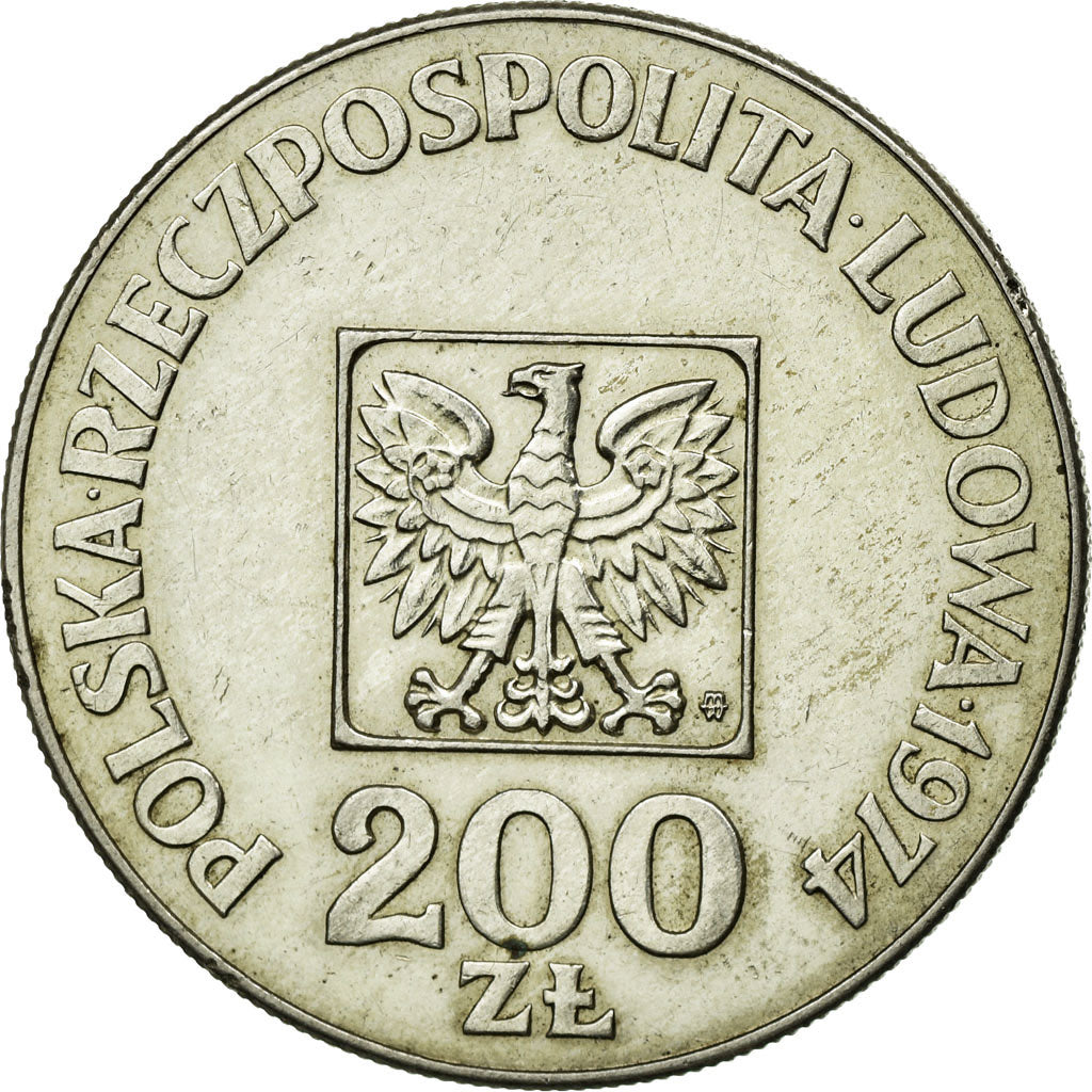 Moneda, Polonia, 200 Zlotych, 1974, Warsaw, EBC, Plata, KM:72