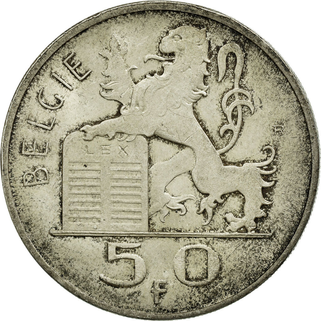 Coin, Belgium, 50 Francs, 50 Frank, 1948, AU(50-53), Silver, KM:137