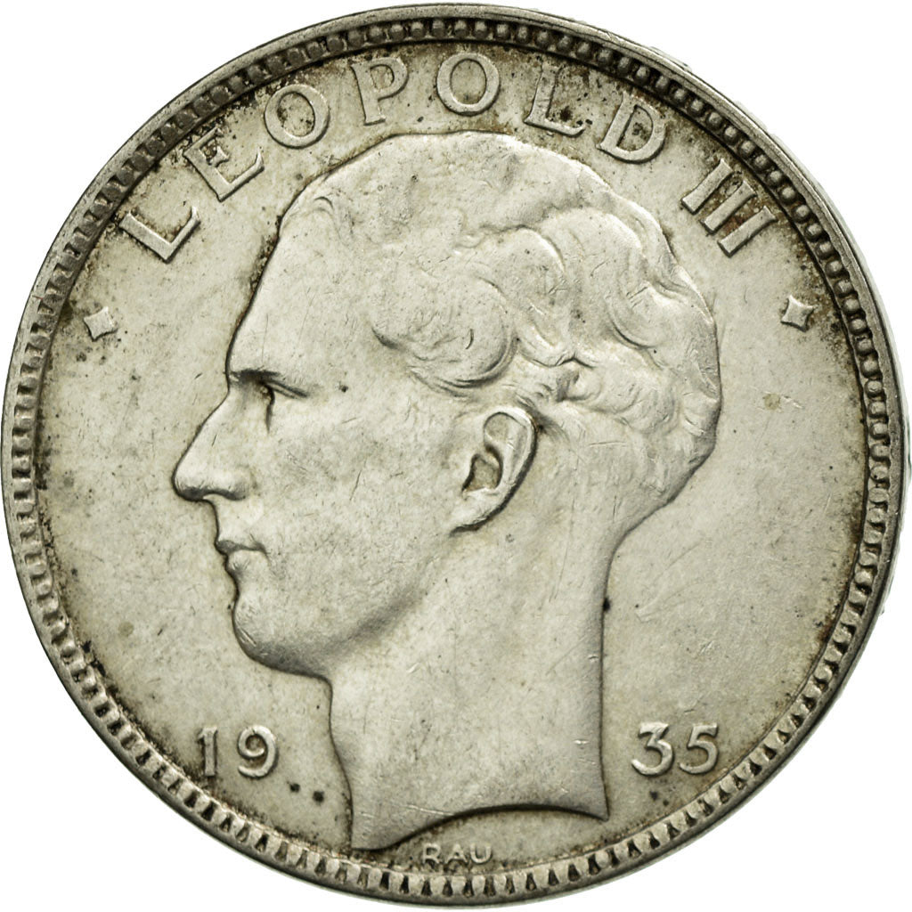 Coin, Belgium, 20 Francs, 20 Frank, 1935, AU(50-53), Silver, KM:105
