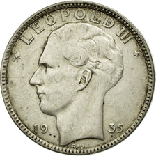 Coin, Belgium, 20 Francs, 20 Frank, 1935, AU(50-53), Silver, KM:105